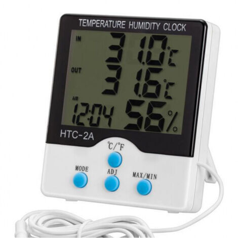 Thermomètre et hygromètre électronique d'intérieur et d'extérieur avec grand écran, sonde étanche, surveillance à distance sans fil et affichage d'icônes de confort.