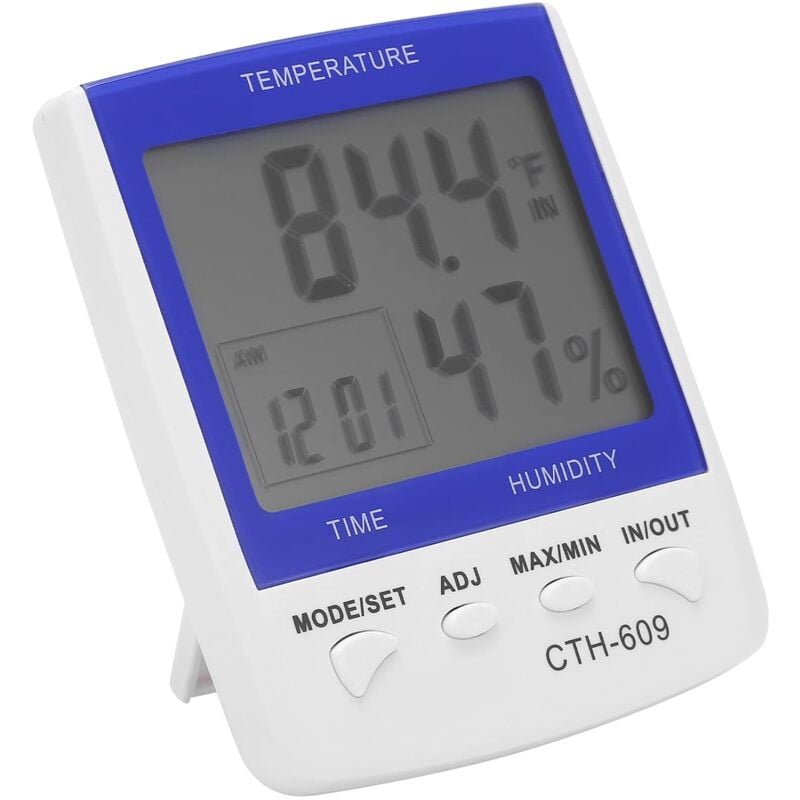 Thermomètre et Hygromètre Numérique CTH‑ 609, Compteur de Température et d'humidité Mural pour Maison, Ferme et Serre