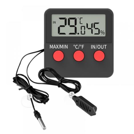 Thermomètre et hygromètre numériques pour reptiles avec sondes à distance – Hygromètre pour terrarium, cave à cigares, cage ou incubateur