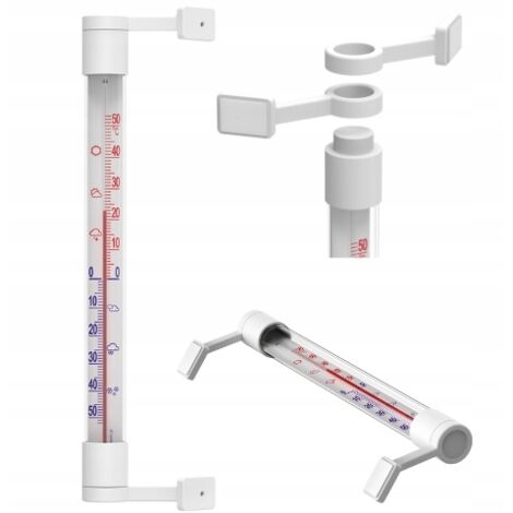 Thermomètre extérieur autocollant, blanc, 22 cm