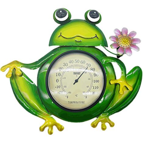 Thermomètre extérieur décoratif avec Grand écran – Thermomètre Mural en métal en Forme de Grenouille pour décoration de Patio, Jardin et Cour