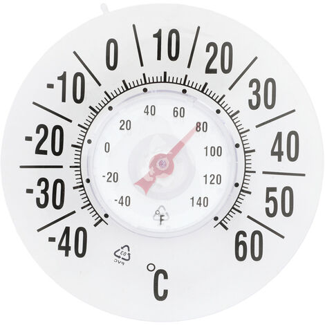 Thermomètre extérieur, thermometre extérieur Ventouse, à Fixer sur Une fenêtre, Affichage en degrés celcius et Fahrenheit, sans Mercure, Plastique, Transparent