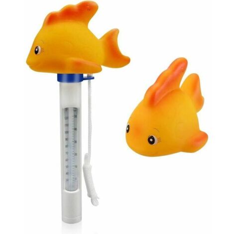 Thermomètre Flottant Pour Animaux Mignons Pour Tous Les Piscines Extérieures et Intérieures Spas / Spas Matériau Ecologique en PVC(Petit croaker jaune)