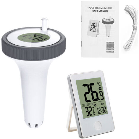 Thermomètre Flottant pour Piscine - avec mode d'emploi en français, Mesure Précise de la Température de l'Eau, Écran LCD clair