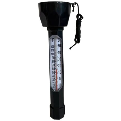 Thermomètre Flottant pour Piscine – Rond et Noir à Lecture Facile – Échelle de Température Claire et Précise – Flotteur Étanche et Résistant aux UV – Idéal pour Piscine, Spa, Jacuzzi et Baignade en Ex