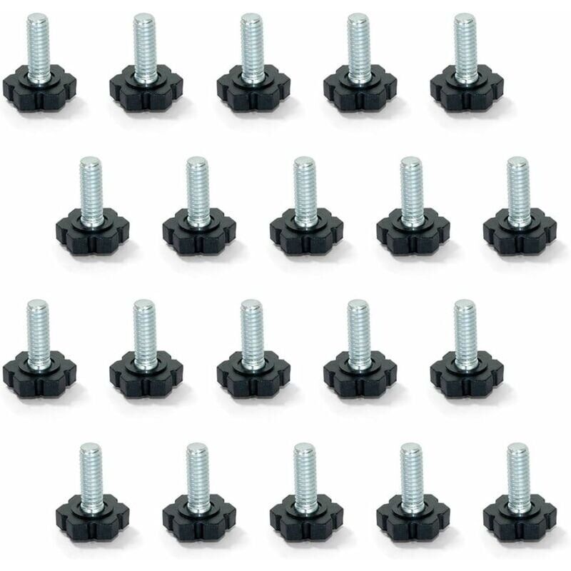 Pied de Nivellement pour Meubles, Filetage M6x30mm, Paquet de 20, Noir/Argent-LIAIKI