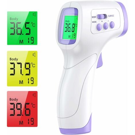 Thermomètre Frontal Adulte Thermometre Infrarouge avec Alerte Fièvre 2 en 1 Thermometre sans contact frontal avec Fonction Mémoire, Affichage à LCD, Thermometre Infrarouge Bébés Adultes