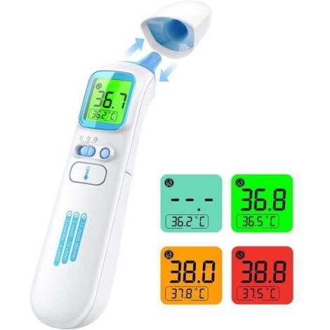 Thermometre Frontal Adulte Thermomètre Infrarouge sans contact Thermomètre médical Frontal et Auriculaire avec Alarme de Fiè