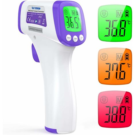 Thermomètre Frontal IDOIT Thermometre Adulte Infrarouge, Thermometre sans contact, Écran LCD, Fonction Mémoire, Thermometre Infrarouge pour Enfant, Adulte, Objet