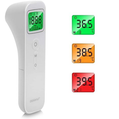 Thermomètre frontal infrarouge numérique sans contact avec écran LCD, idéal pour mesurer la fièvre chez les bébés, enfants et adultes. Précision élevée, fonction mémoire et alerte fièvr