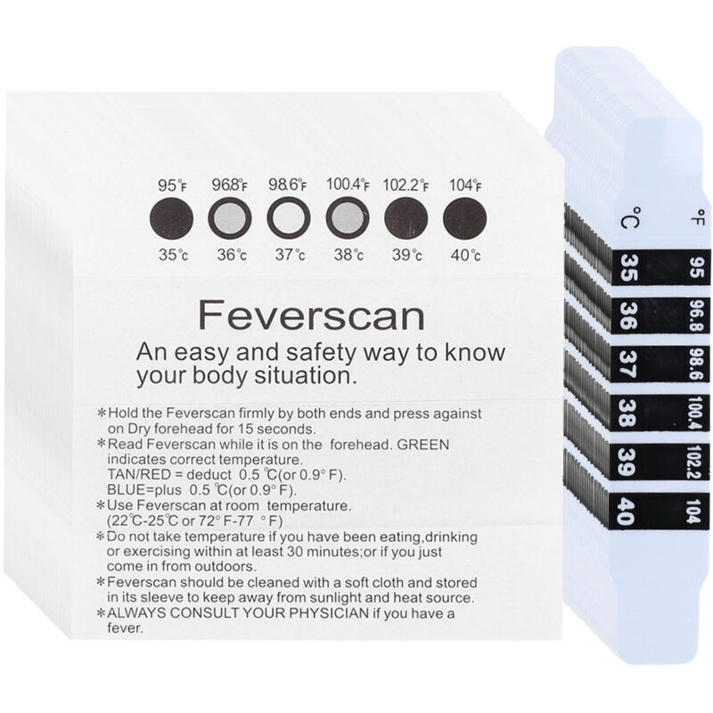 Thermomètre frontal réutilisable adhésif pour bébé, enfant et adulte - 50 stickers (voyage et quotidien)
