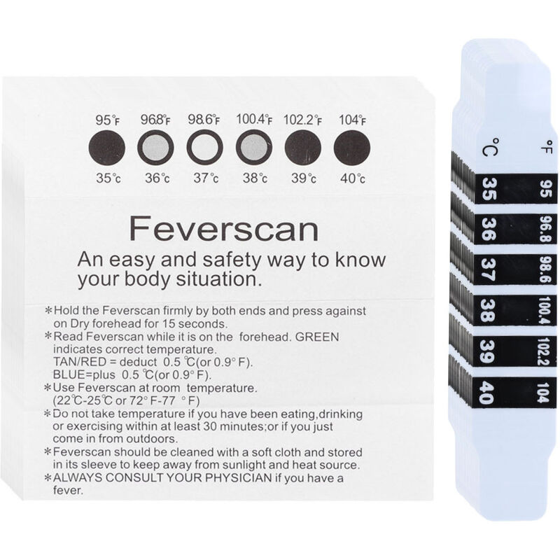 Thermomètre frontal réutilisable autocollant pour bébé, enfant et adulte - 20 pièces (voyage et quotidien)