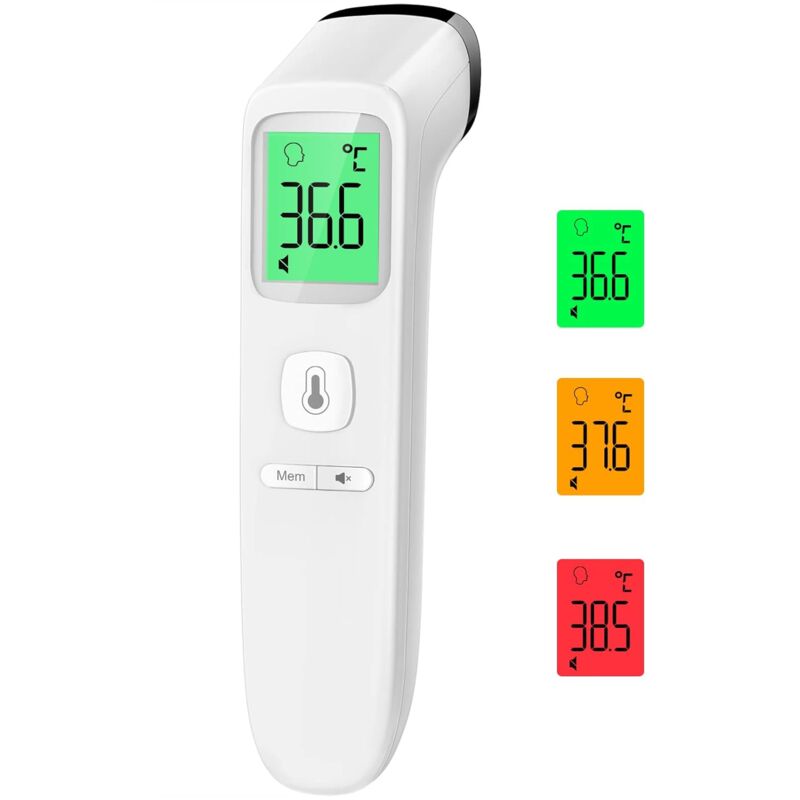 Thermomètre Frontal Sans Contact, Thermometre Bebe, Thermomètre Médical Numérique Infrarouge pour Adultes, Lecture Précise avec Ecran LCD, Mode Muet,