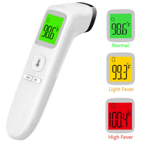 Thermomètre Frontal Sans Contact, Thermometre Bebe, Thermomètre Médical Numérique Infrarouge pour Adultes, Lecture Précise avec Ecran LCD, Mode Muet, Rappel de Mémoire (Blanche)