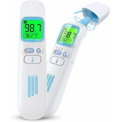Thermometre frontal, Thermomètre auriculaire et frontal, Thermomètre Frontal Infrarouge thermomètre sans contact frontal avec Alerte Fièvre, Écran LCD et Fonction de Mémorisation，1PC