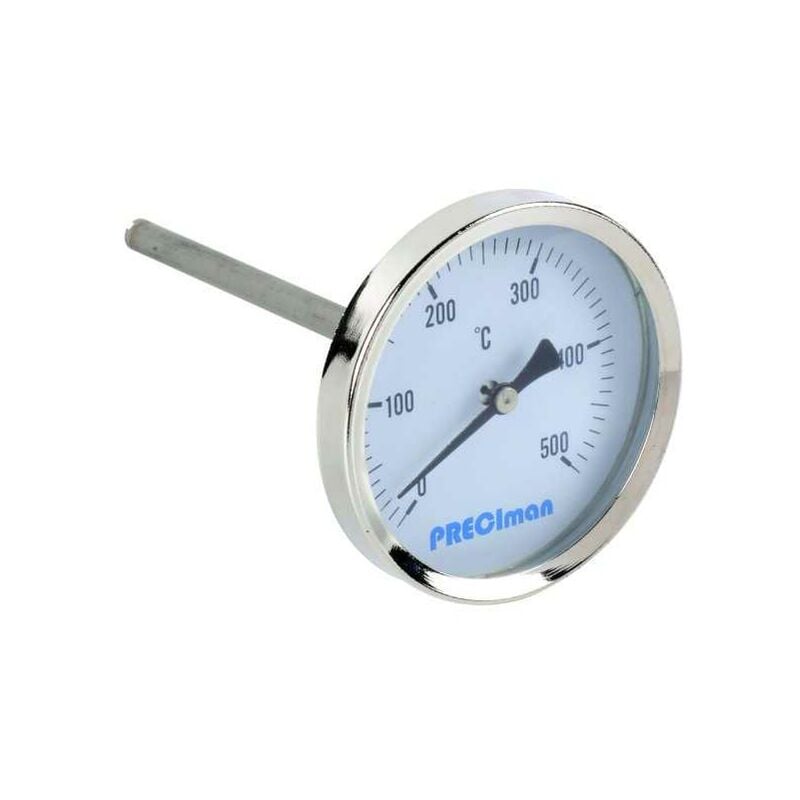 Thermomètre fumée en inox racc.axial D.64 de 0 à +500°C L.10cm