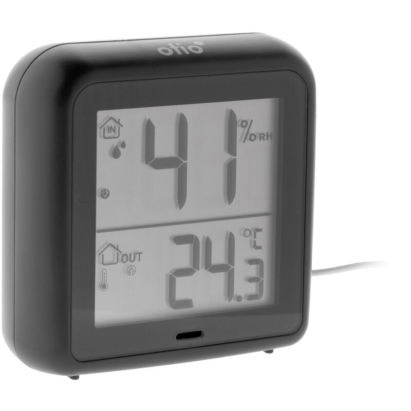 Thermomètre –hygromètre à sonde de température filaire gris anthracite Otio Gris