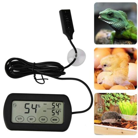 Thermomètre, hygromètre, Affichage LCD numérique, thermomètre et hygromètre pour incubateur d'oeufs, réservoir de Reptiles, indicateur température intérieure d'humidité extérieure -