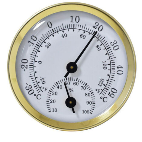 Thermomètre Hygromètre Analogique Murale – Contrôleur d'Humidité et Température pour Intérieur, Appartement, Bureau (Doré)