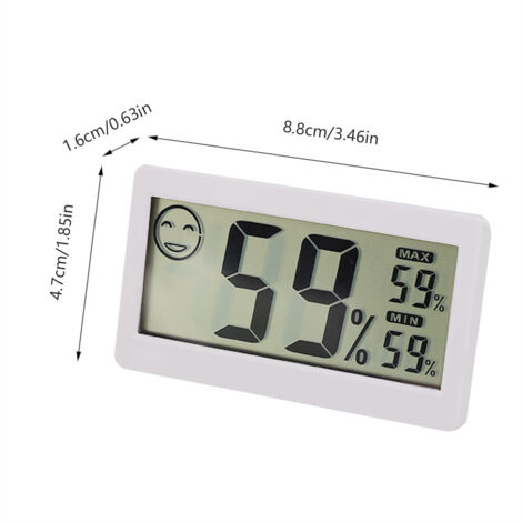 Thermomètre Hygromètre Digital Intérieur [ABD-Serie] [8.8x4.7x1.6cm] ABS Blanc, 2 en 1 Monitor