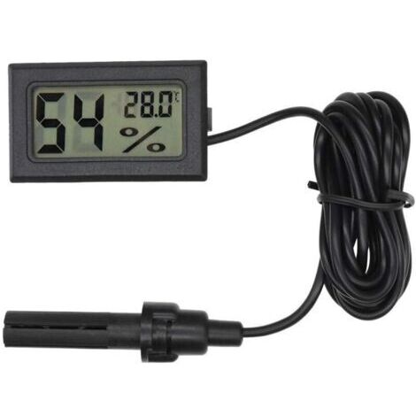 Thermomètre Hygromètre Digital, Mini Sonde pour Incubateur, Aquarium, Bureau, Noir, 4,8 x 2,8 x 1,5 cm