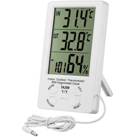 Thermomètre Hygromètre Digital，LCD Thermomètre Numérique avec Sonde，Hygromètre Intérieur et Extérieur，Moniteur Température Humidité,Capteur Testeur pour Réfrigérateur,Bureau,Aquarium(Blanche)