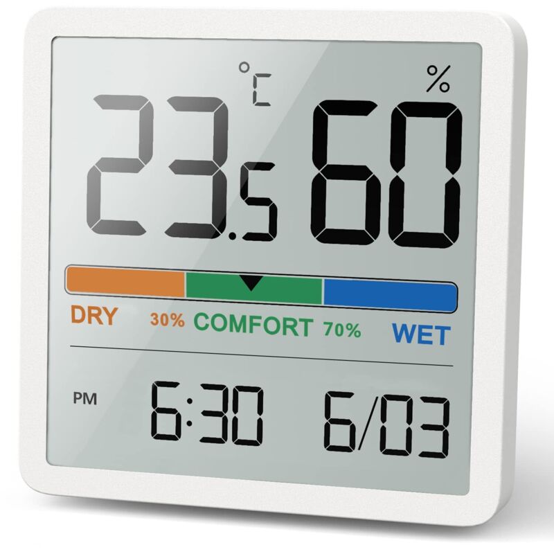 Thermomètre-hygromètre d'intérieur - Indicateur numérique avec capteur de température, hygromètre portable et précis pour la surveillance de