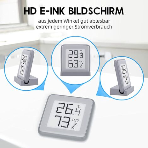Thermomètre Hygromètre d'intérieur numérique avec affichage à encre électronique et APP intelligente Thermomètre et hygromètre Bluetooth Alexa Maison garage Serre Cave à vin Chambre de bébé Thermomètr
