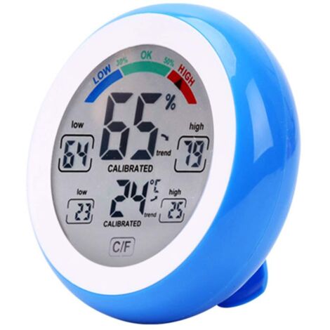 Thermomètre Hygromètre électronique sans Fil Pour Intérieur et Extérieur,écran Tactile Rond Avec écran LCD,Testeur de Station Météo,UD02 Bleu
