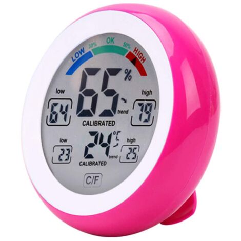 Thermomètre Hygromètre électronique sans Fil Pour Intérieur et Extérieur,écran Tactile Rond Avec écran LCD,Testeur de Station Météo,UD02 Rouge