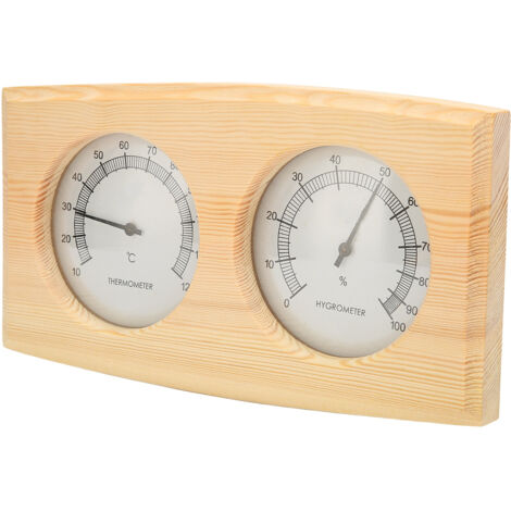 Thermomètre Hygromètre en Bois pour Sauna - Double Cadran Analogique avec Aiguilles - Mesure Précise Température Humidité