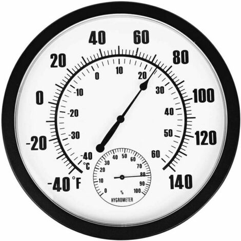 Thermomètre Hygromètre Indicateur Suspendu Murale Rond Horloge Intérieur Et Extérieur Pour Jardinage Industrie Laboratoire Usine Pharmacie, Diamètre 25 Cm