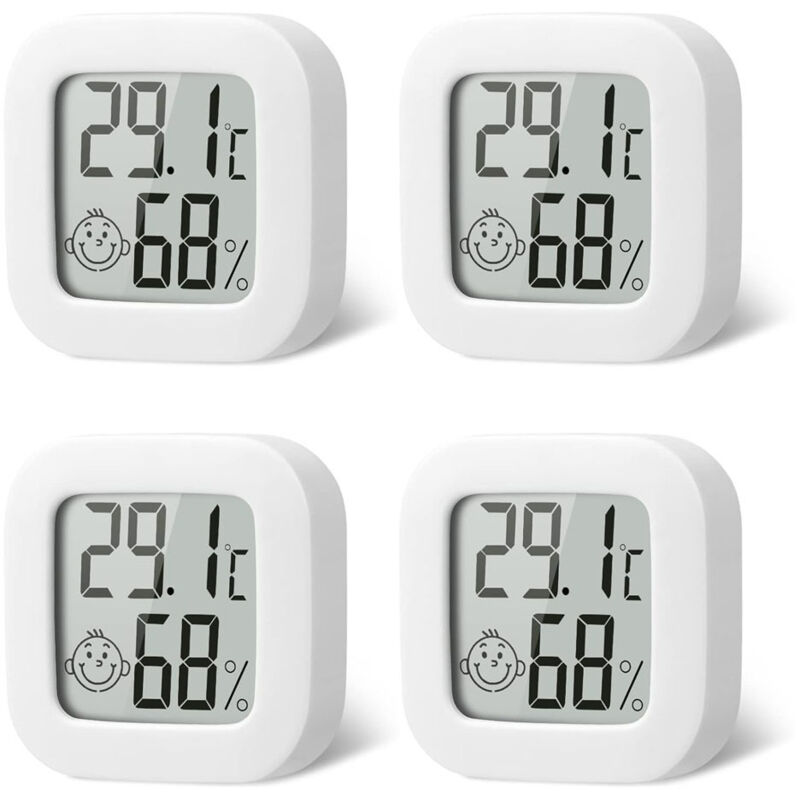 Thermomètre Hygrometre Intérieur, 4PCS Mini Thermomètre Hygromètre Intérieur Digital à Haute Précision, Moniteur de Température Humidimètre