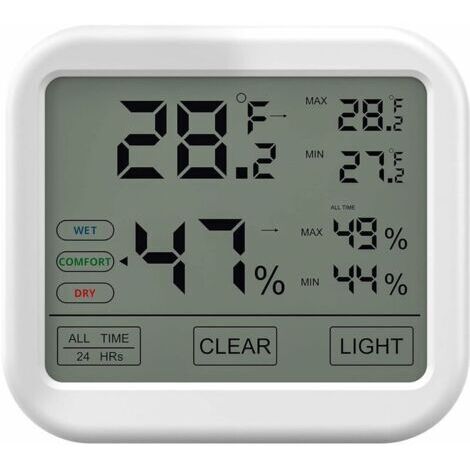 Thermomètre Hygromètre Intérieur avec Haute Précision, Numérique LCD Moniteur Température et Humidité, Indicateur du Niveau de Confort Idéal pour Chambres de Bébé, Maison, Cave, Frigo, Garage