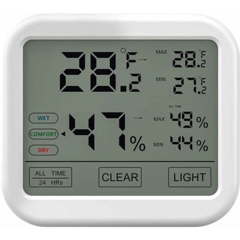 Thermomètre Hygromètre Intérieur avec Haute Précision, Numérique LCD Moniteur Température et Humidité, Indicateur du Niveau de Confort Idéal pour Chambres de Bébé, Maison, Cave, Frigo, Garage