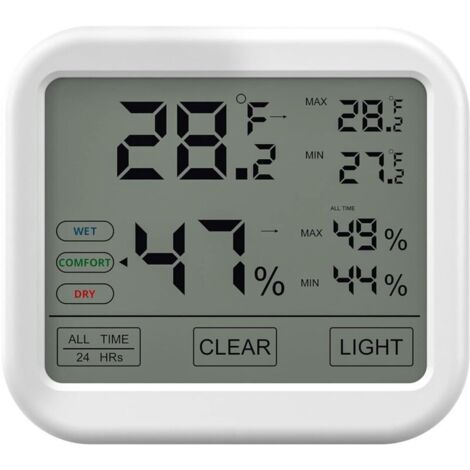 Thermomètre Hygromètre Intérieur avec Haute Précision, Numérique LCD Moniteur Température et Humidité, Indicateur du Niveau de Confort Idéal pour Chambres de Bébé, Maison, Cave, Frigo, Garage