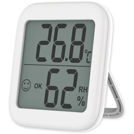 Thermomètre/Hygromètre Intérieur/Extérieur - Appareil de Mesure Numérique pour la Température et l'Humidité à la Maison, au Bureau et en Serre (Blanc, 1 Unité)