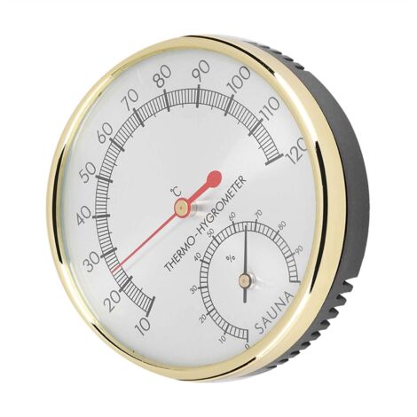 Thermomètre Hygromètre Mécanique pour Sauna - Métal Découpé Précision Élevée Tailles 10cm x 10cm x 2.5cm Multicolore Pack 1