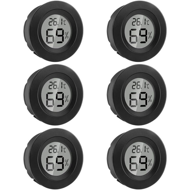 Thermomètre Hygromètre Moniteur LCD, 6PCS Mini Digital Température Humidité Indicateur Humidimètre Termometre Interieur Exterieur pour Maison Bureau