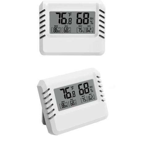Thermomètre hygromètre numérique, 2 mini thermomètres d'intérieur, grand écran LCD, portable, enregistrement min/max, convient pour la maison, le terrarium, la chambre de bébé, l'incubateur, la cave à