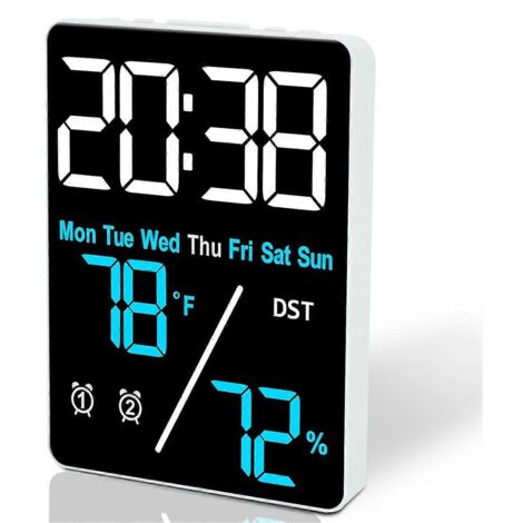 Thermomètre-hygromètre numérique avec réveil pour bureau