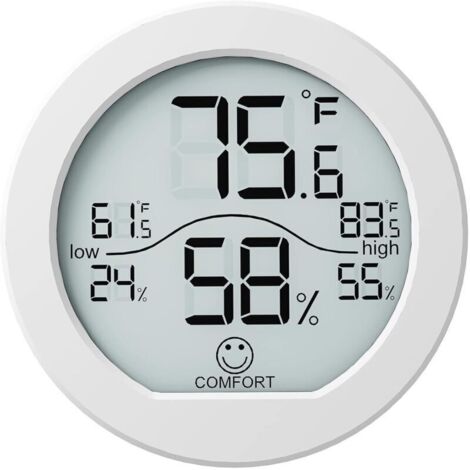 Thermomètre hygromètre numérique, étalonnage de précision, capteur de température LCD, avec enregistrement maximum et minimum, blanc