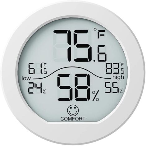 Thermomètre hygromètre numérique, étalonnage de précision, capteur de température LCD, avec enregistrement maximum et minimum, blanc