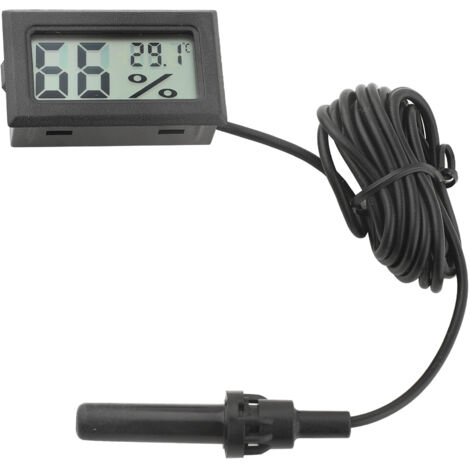 Thermomètre Hygromètre Numérique Intérieur/Extérieur avec Longue Sonde 1,5m - Noir