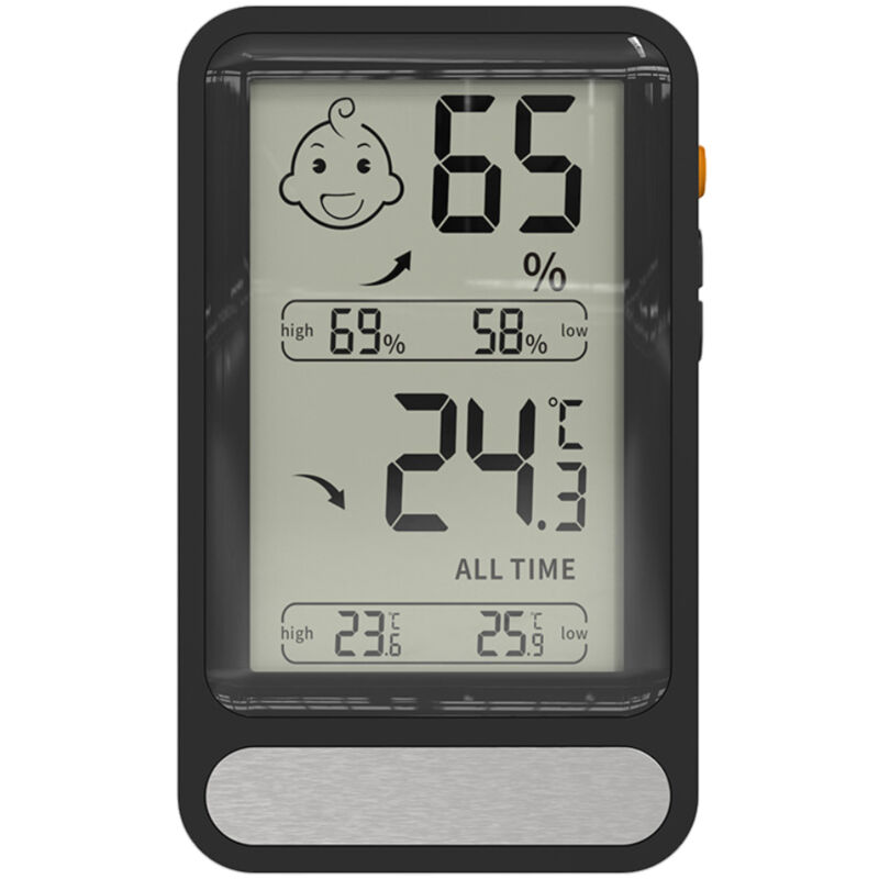 Thermomètre hygromètre numérique intérieur, jauge d'humidité avec grand écran LCD éclairé, enregistrement MIN/MAX. Pour salon, serre, et autres