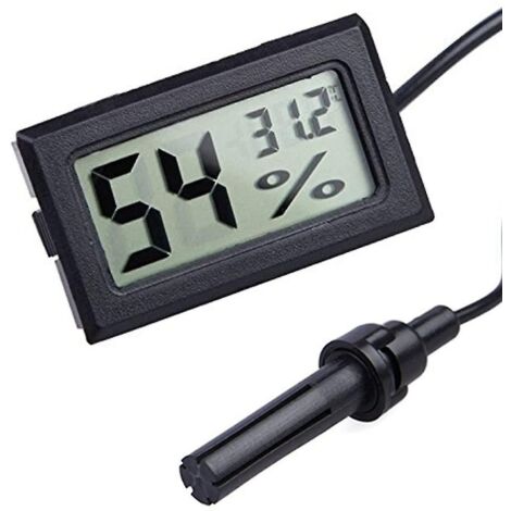 Thermomètre-hygromètre numérique LCD 2 en 1 avec capteur externe pour terrariums - Lot de 4