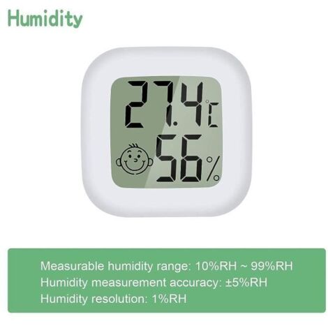 Thermomètre Hygromètre Numérique - Plage de mesure -50 ℃ à 70 ℃, 10% à 99% HR