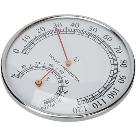 Thermomètre Hygromètre pour Sauna Intérieur, 2 en 1 Mécanique avec Précision Élevée 0‑120°C et Échelle Claire