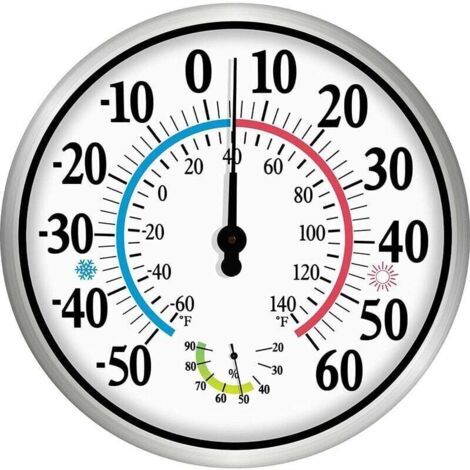 Thermomètre/hygromètre sans fil 2 en 1 - 12 grands chiffres - Intérieur/extérieur - Précis et facile à lire - Pour maison et jardin - Particuliers