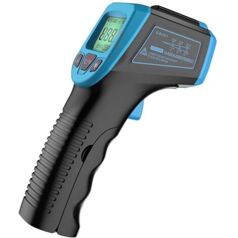 Thermomètre infrarouge à écran LCD, pistolet laser numérique sans contact, température de -50 °C à 600 °C, bleu